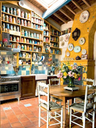 kitchen decor bohemian mexican kitchens rustic boho retro gypsy interior french colors painted cocina furniture purple european france farmhouse garden