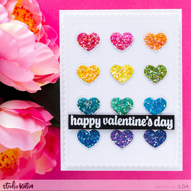 Valentine's Day Card, Rainbow, Heart Cards, Studio Katia, Card Making, Stamping, Die Cutting, handmade card, ilovedoingallthingscrafty, Stamps, how to,Ink Blending,Atelier Inks,