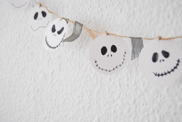 guirnalda fácil para Halloween. Easy halloween Jack Skellington garland