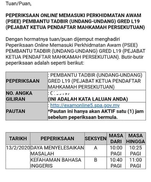 Contoh Soalan Peperiksaan Pembantu Tadbir Undang-Undang L19