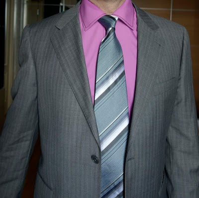 style advice for pink shirt and tie with grey suit