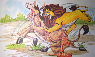 शेर का पीछा करता गधा Amazing Hindi Moral Stories For Class 8