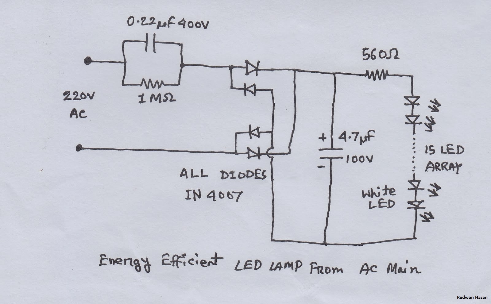 Scavenger's Blog: Mains Powered LED Lamp - Hobby Electronics