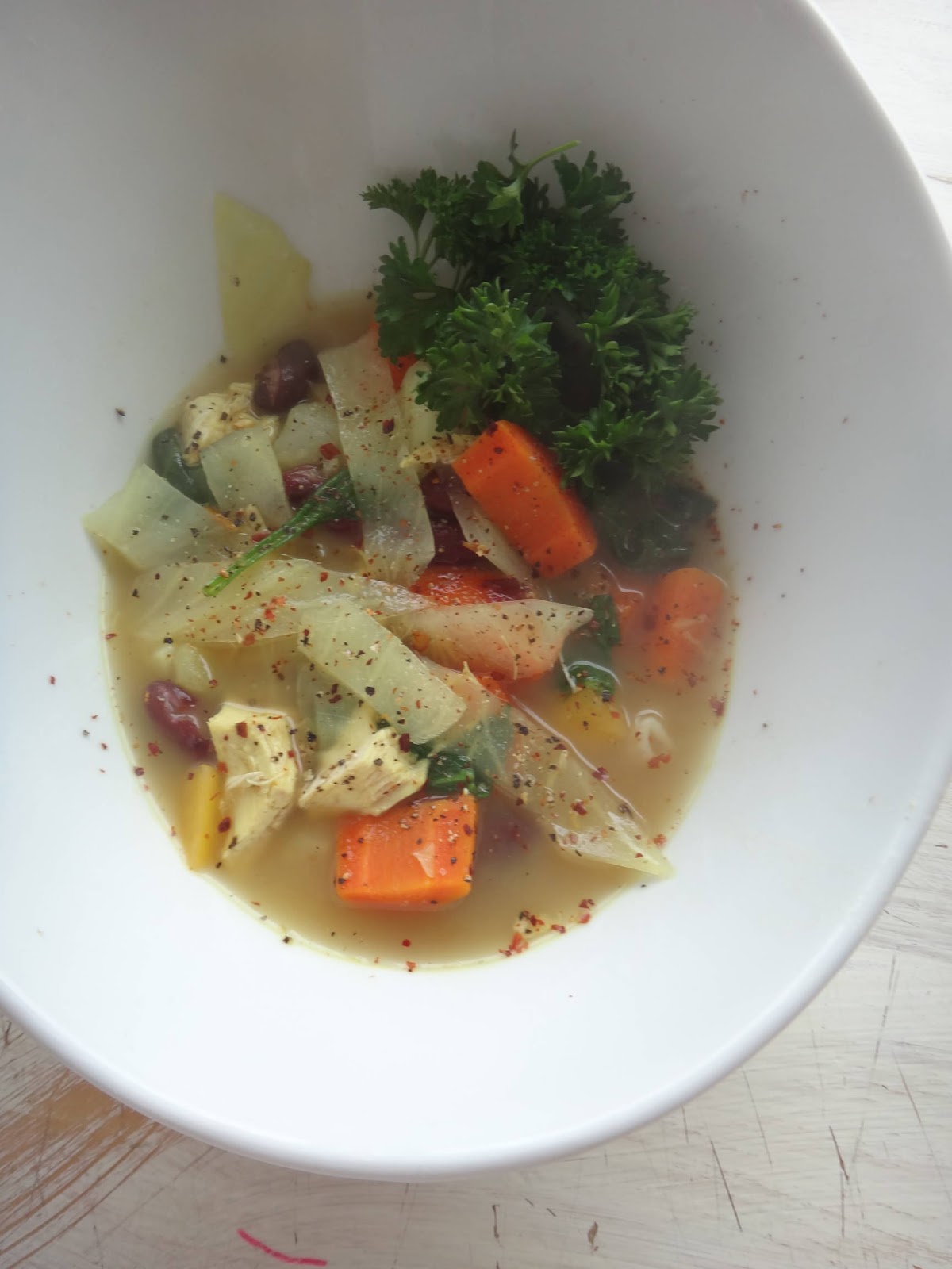 Framboise Manor killer chicken noodle soup, baked potatoes done a