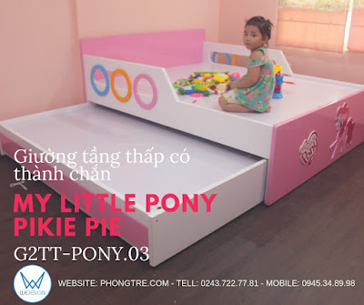 Mẫu giường tầng thấp có thành chắn My Little Pony Pinkie Pie G2TT-PONY.03 