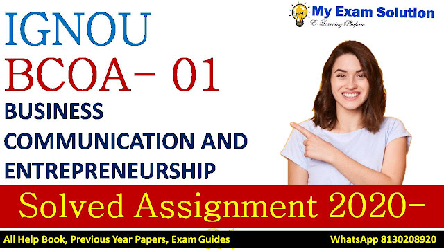 BCOA- 01 Business Communication And Entrepreneurship Solved Assignment 2020-21