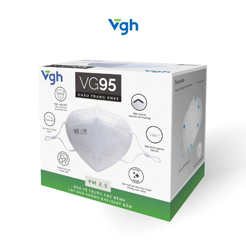VG Healthcare Khẩu trang VG95 5 lớp màu trắng