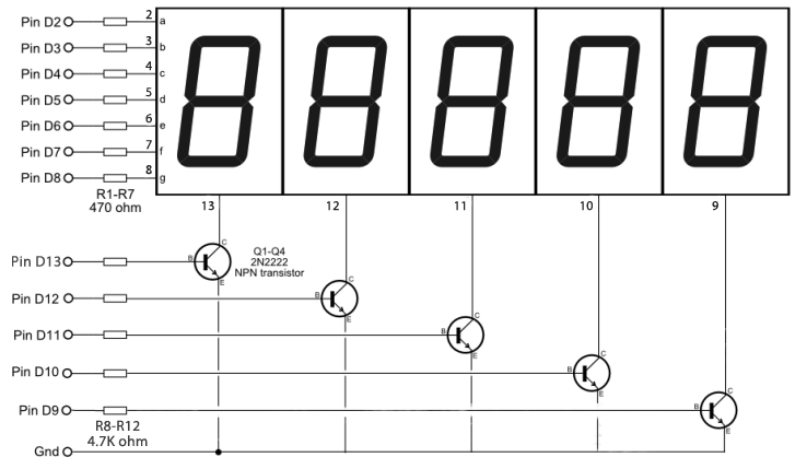 Coding more than Four `7segment` display panels on Arduino | Tiriboy's Blog