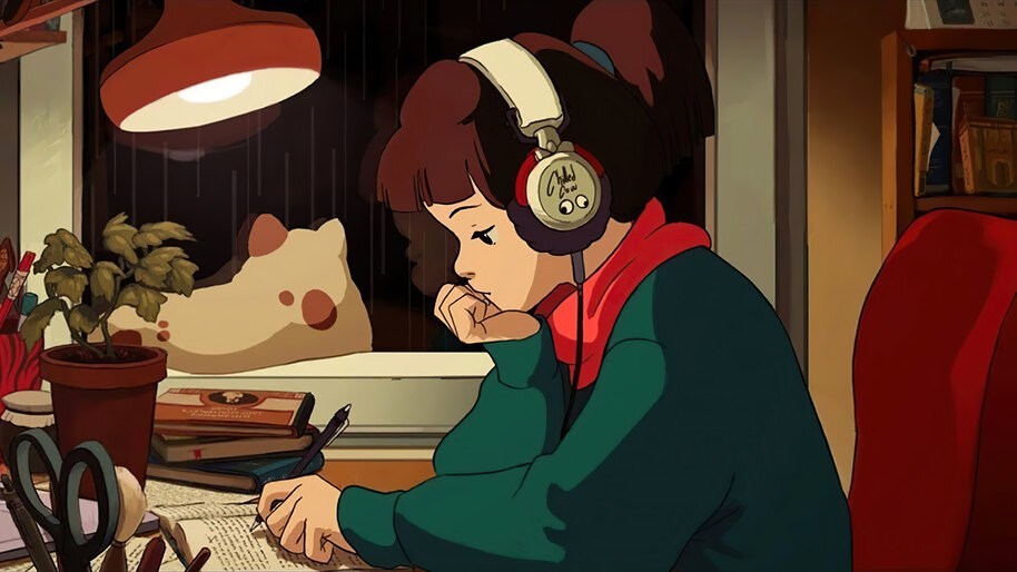 Lofi, Girl, Studying, Hip Hop, Radio, Headphone, 4K, 7.2708 Wallpaper