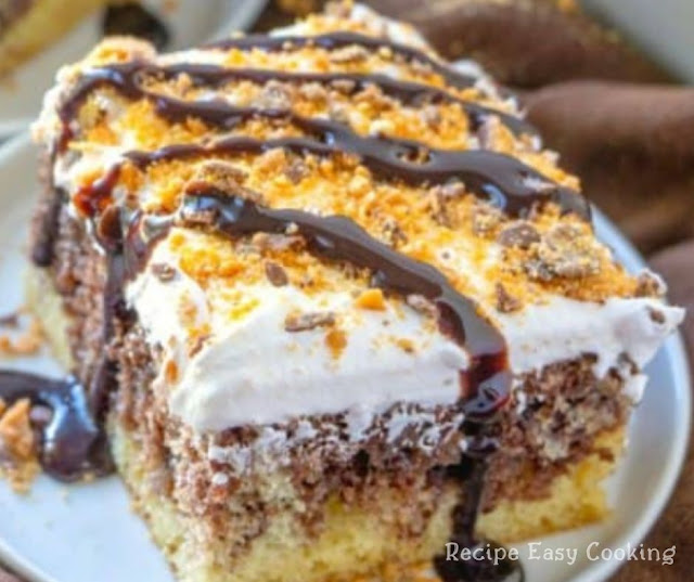 Butterfinger Poke Cake