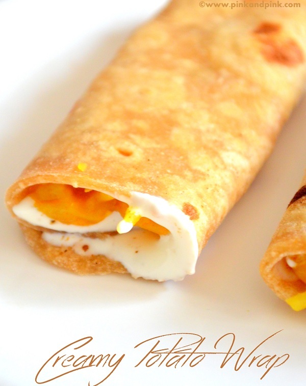 Creamy Potato Wrap Recipe Aloo Frankie Recipe with Sour cream Pink