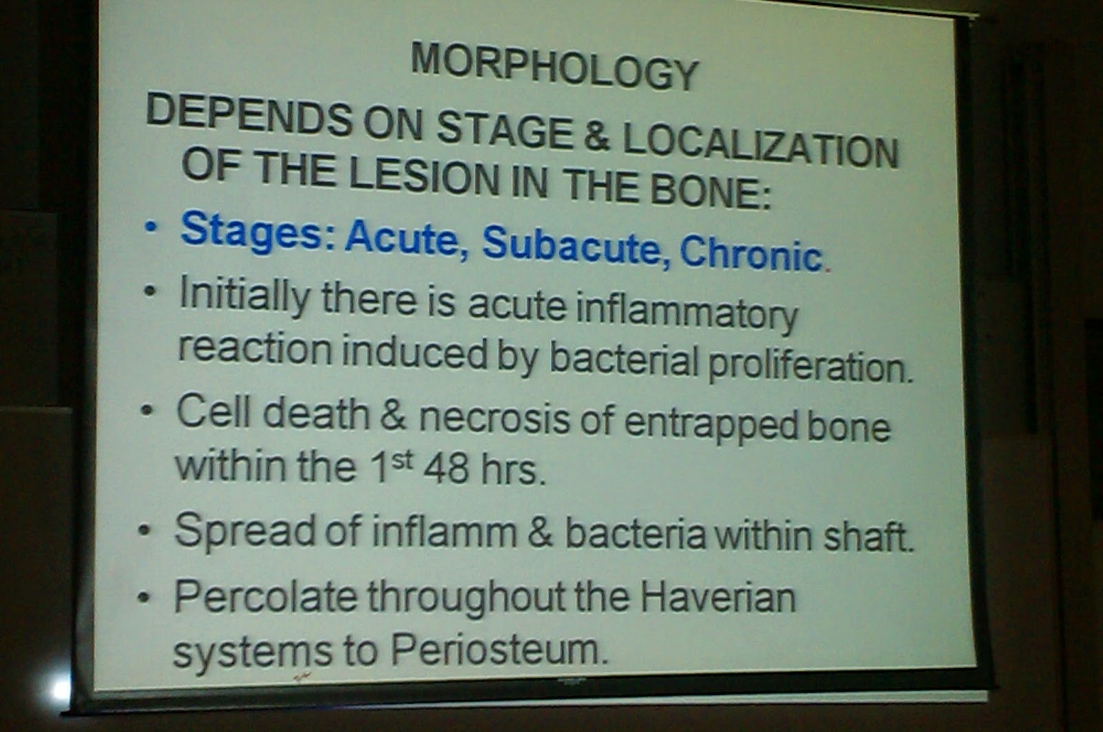 Lecture Slides; Pathology Osteomyelitis