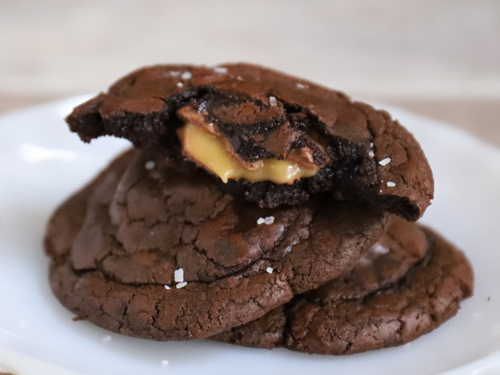 Cookistry: Addictive Salted Caramel-Stuffed Chocolate Cookies