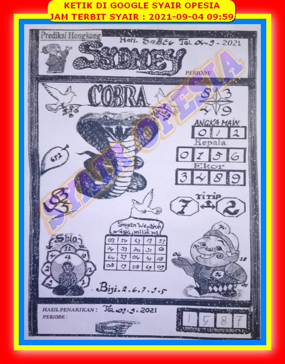 39 Syair opesia sdy hari ini 4 september 2021 16 Desember