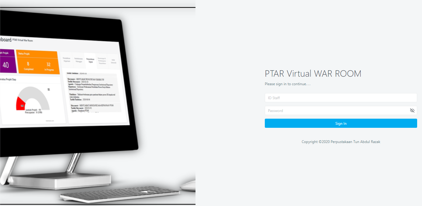 Penggunaan Sistem Virtual War Room PTAR Bil.1/2021 PERPUSTAKAAN
