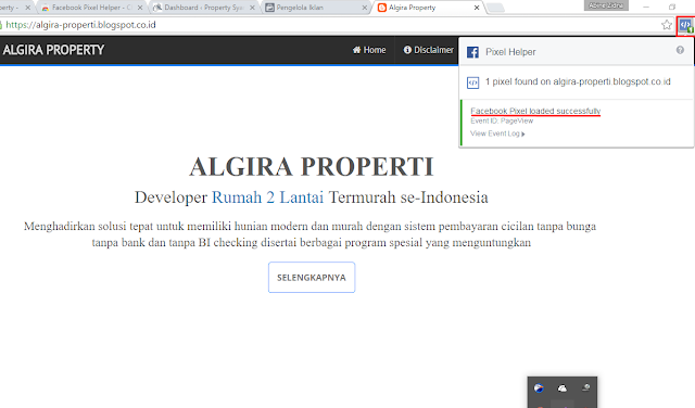 Cek website dengan fb pixel helper