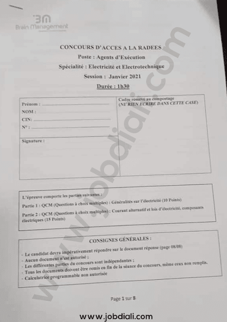 Exemple Concours Agents d'Exécution 2021 - RADEES