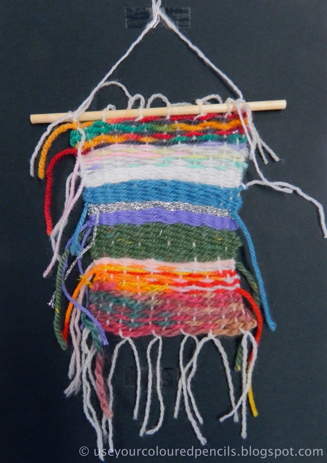 Use Your Coloured Pencils Cardboard Loom Weaving