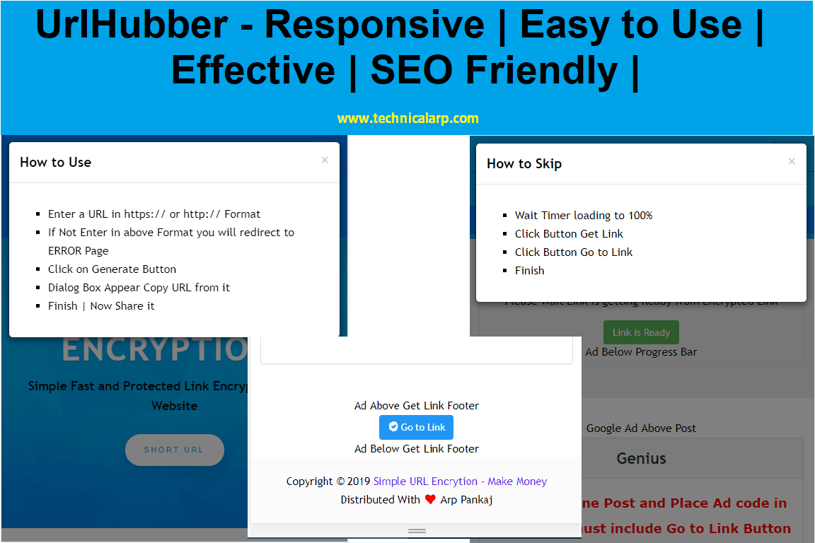 Best URL Shortener Blogger Template Script [Premium] Technical Arp