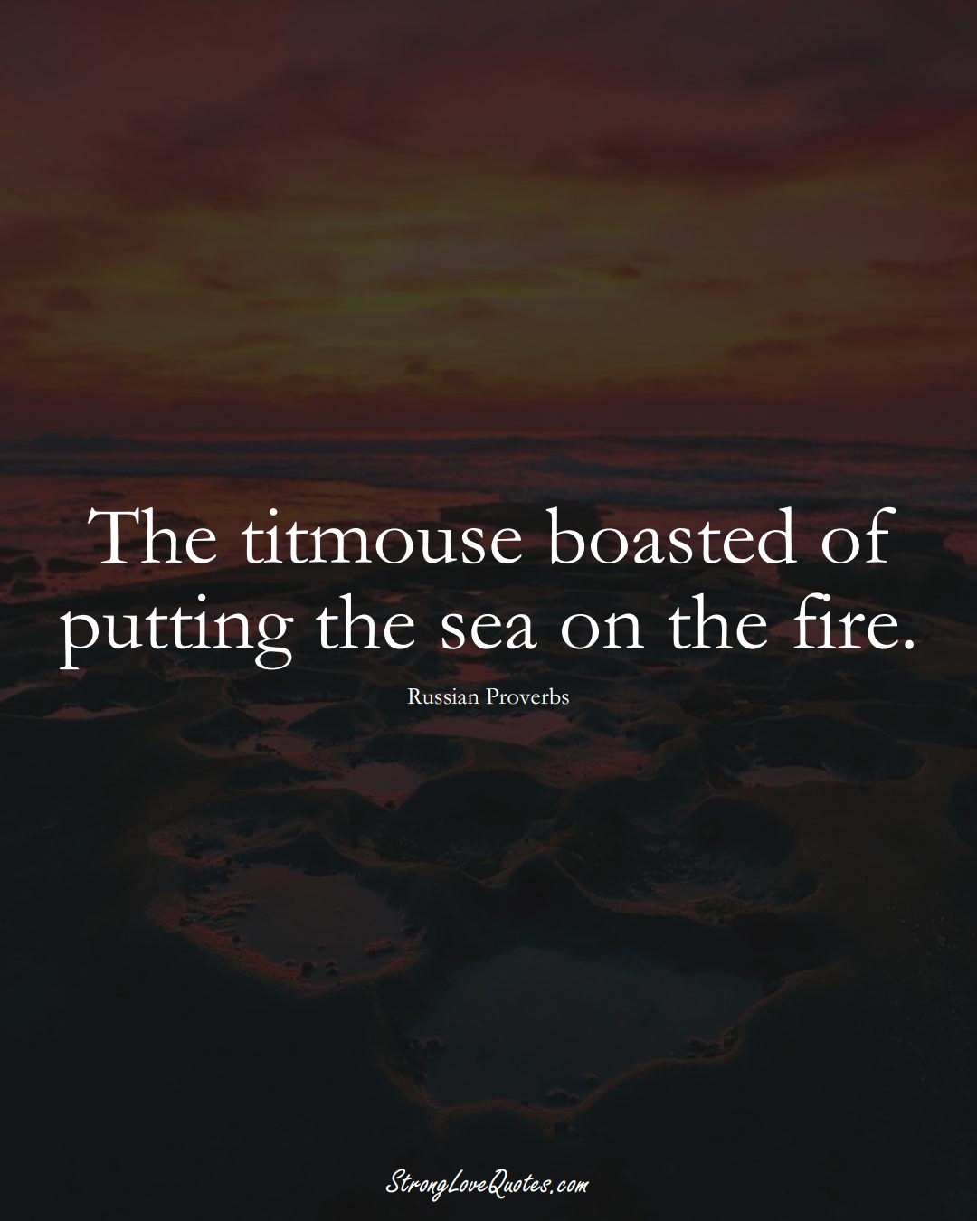 The titmouse boasted of putting the sea on the fire. (Russian Sayings);  #AsianSayings