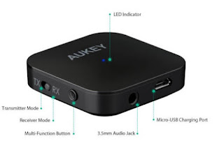 https://blogladanguangku.blogspot.com - AUKEY BR-C19 2-in-1 Bluetooth Transmitter and Receiver