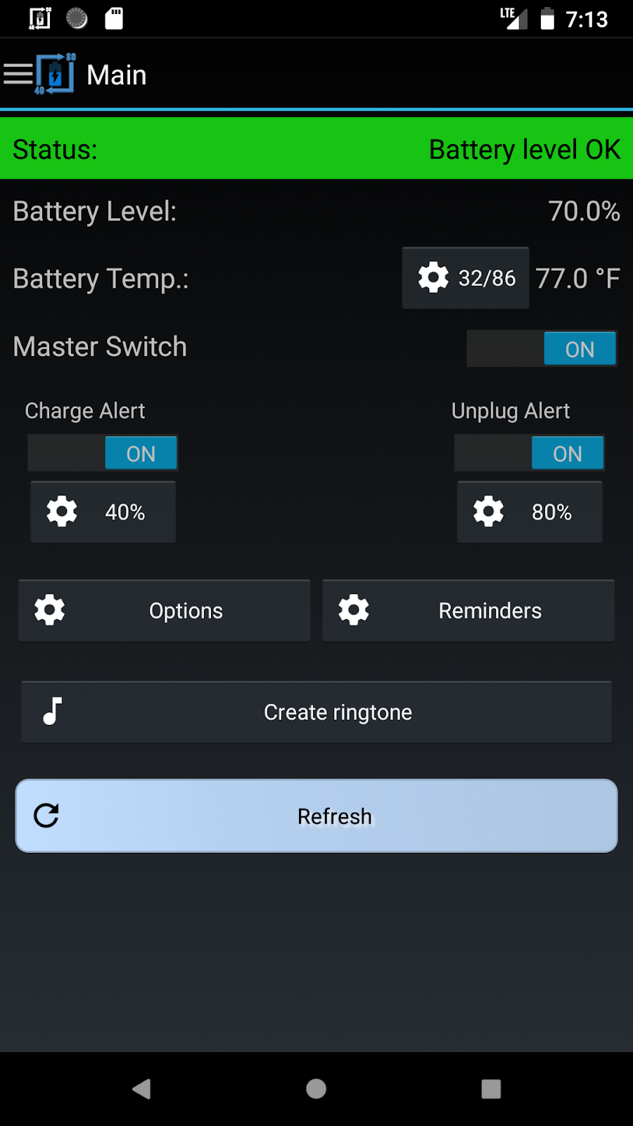 Battery Alert 40-80: Screenshots