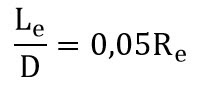 Expresión matemática para estimar la longitud de tubería para lograr flujo completamente desarrollado