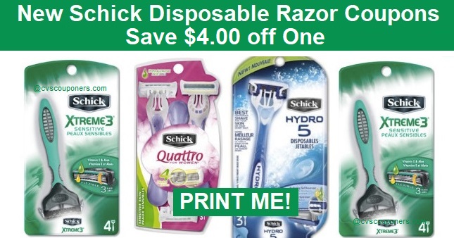 Schick Disposable Razor Coupons Save $4 00 off One CVS Couponers Schick Disposable Razor Coupons Save $4 00 off One CVS Couponers
