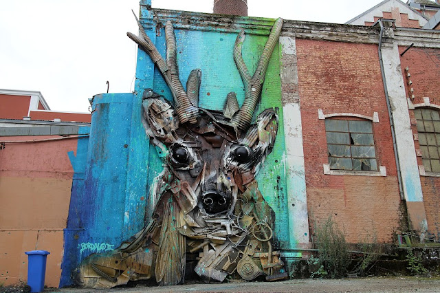 We continue our ongoing coverage of Nuart '15 with a brand new piece from our buddy Bordalo II which just spawned on the streets of Stavanger in Norway.