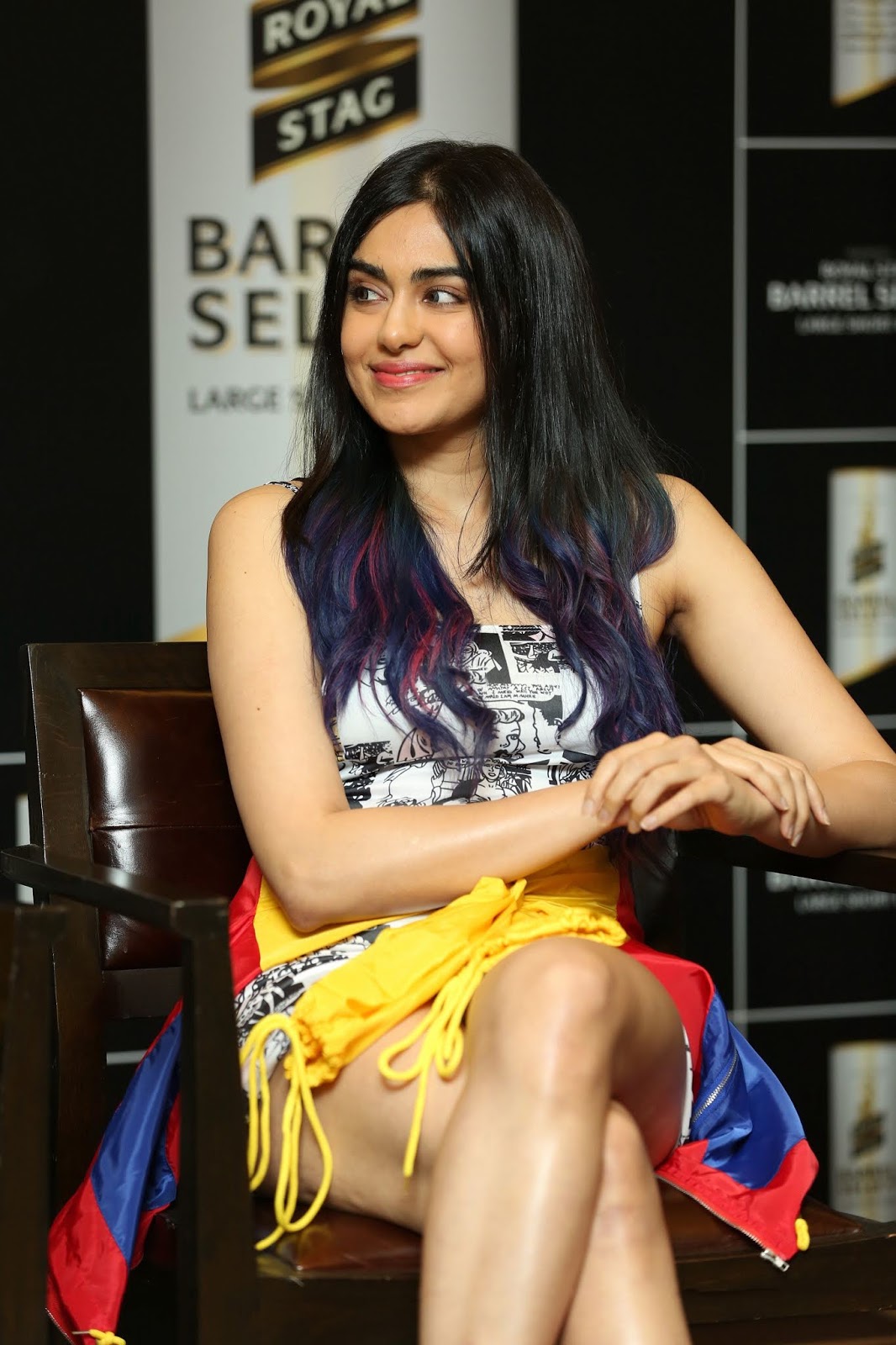 Beauty Galore HD : Adah Sharma Hot Thigh and Legs In Yellow Mini Skirt  Sitting Cross Legs at Interview Press