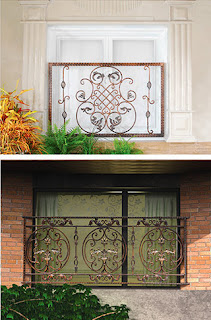 fencing window with forged rosettes iron