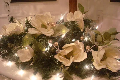 white magnolia Christmas decor