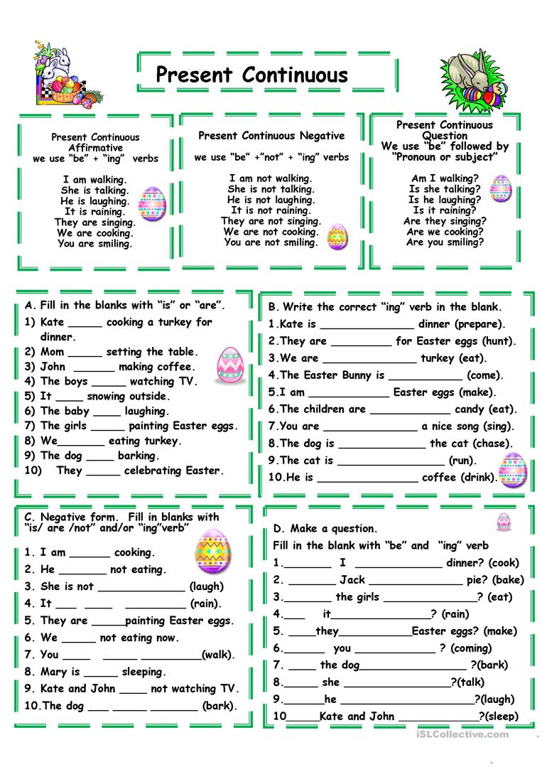 Present Continuous Tense Worksheet With Answers Pdf