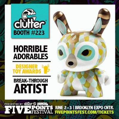 Five Points Festival 2018 Exclusive Curly Horned Dunnylope 5” Dunny Vinyl Figure by Horrible Adorables x Kidrobot x Clutter x Designer Toy Awards