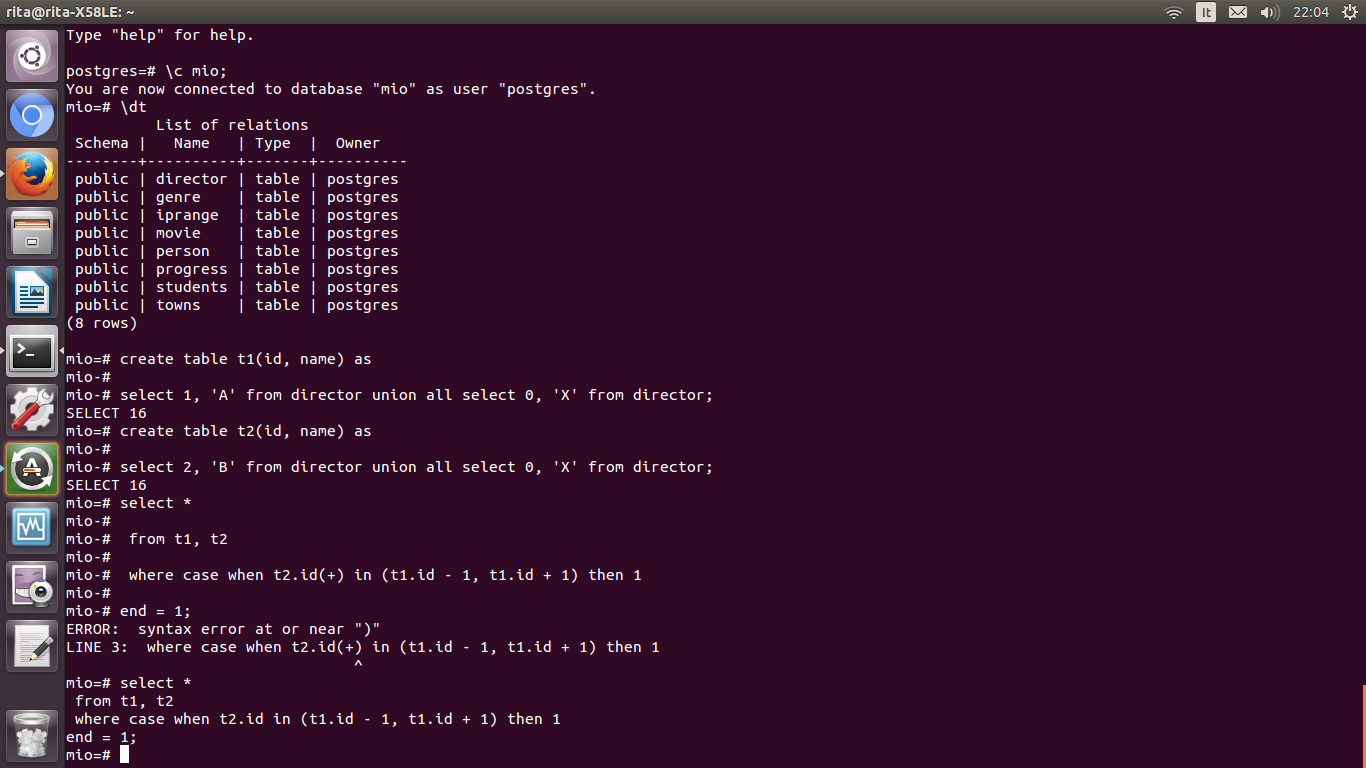 Postgresql. How to create table with union all and use case when in