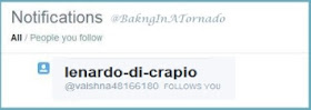 Lenardo-di-CRAPio twitter follow. Some people have way too much time on their hands | www.BakingInATornado.com | #humor #funny
