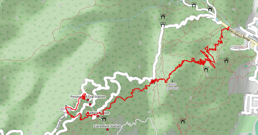 Penang Hiking Trail Map Moongate To Penang Hill
