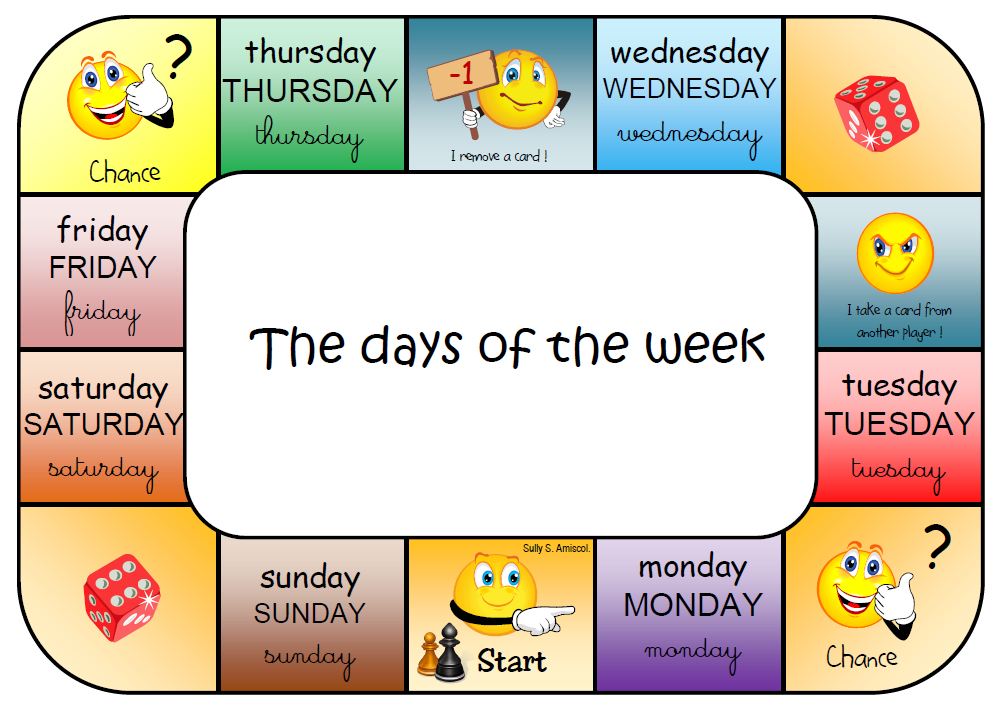 Les Jours De La Semaine En Anglais à Imprimer amiscol.blogspot.com