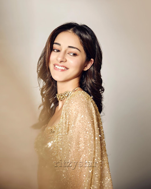 Ananya Panday Sizzles in Sexy Gold Lehenga