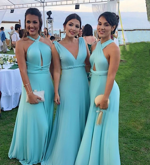 vestido de madrinha verde tiffany