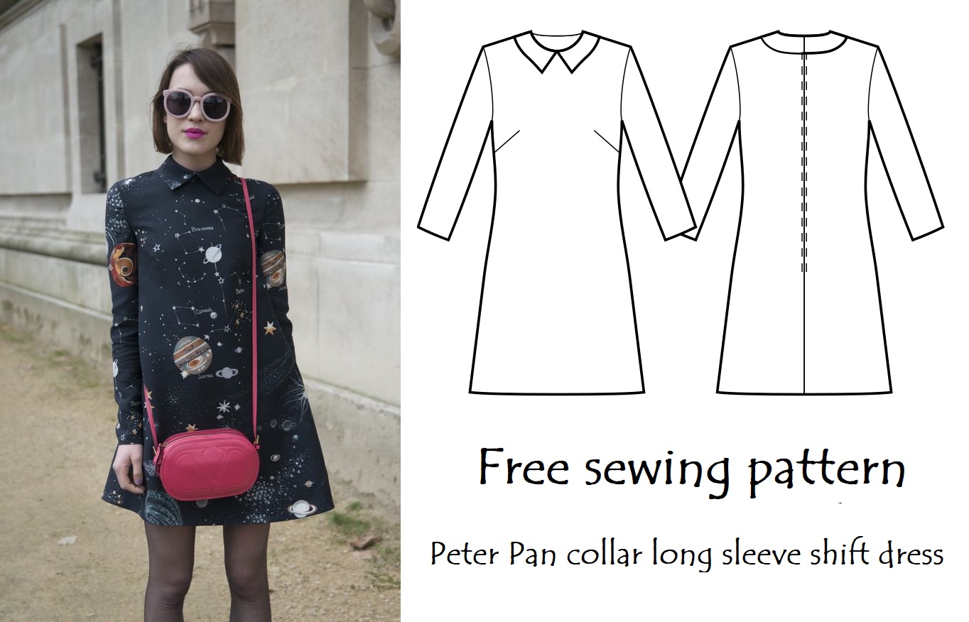 The Little Sewist: Notched Peter Pan collar long sleeve shift dress pattern