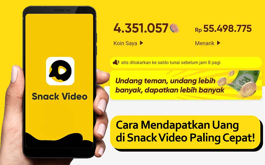 cara mendapatkan uang di snack video