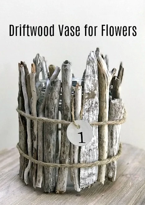 Pinterest pin of driftwood vase