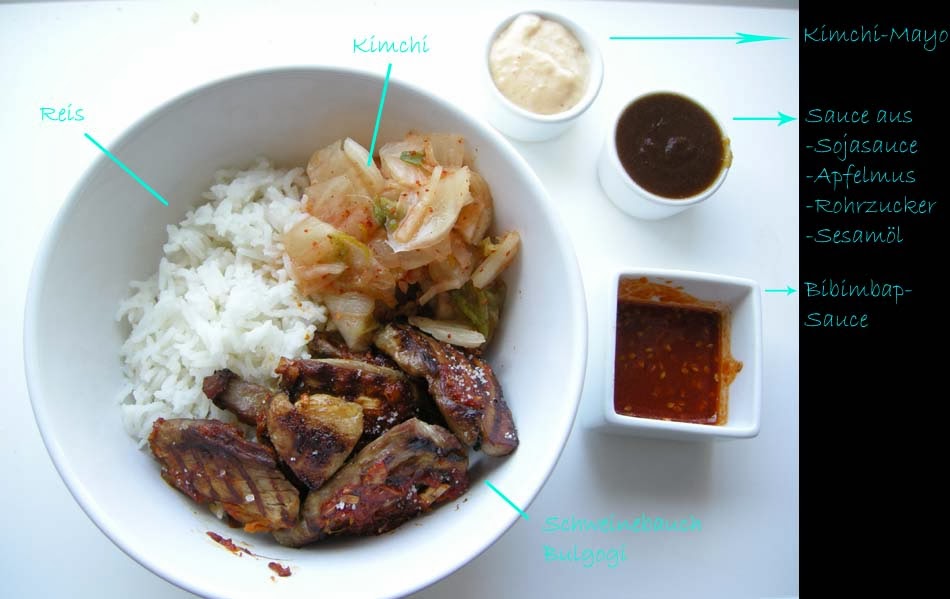 Resteessen mit Kimchi und Schweinebauch