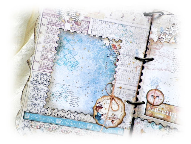 Scraps of Elegance scrapbook kits: Lisa Novogrodski created this shabby chic mixed media mini album using the Rebecca Baer stencils and fabulous techniques with our Lisa's Sweet September Kit. Find our kits here: www.scrapsofdarkness.com