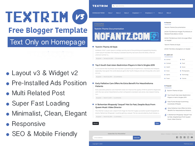 Template Textrim v.3 Responsive Blogger