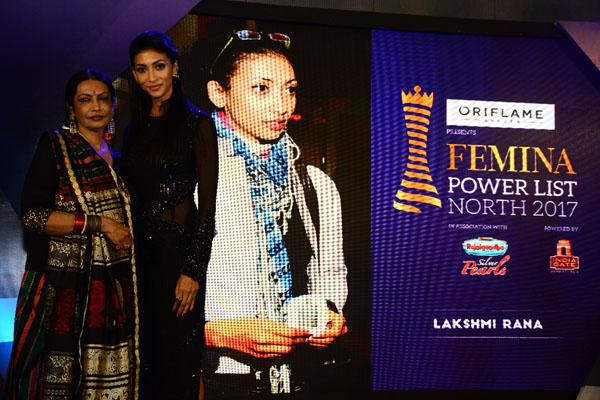 (From left) Reputed artist Anjana Kuthiala with Lakshmi Rana at Femina Power List North 2017 