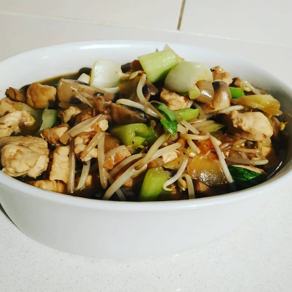 Restaurant Style Chicken Chop Suey with Bok Choy and Mushrooms Recipe