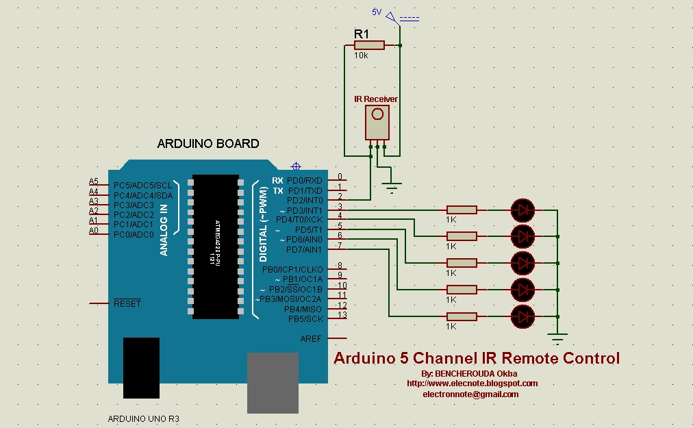 5-Channel IR remote control using Arduino uno and RC5 remote control