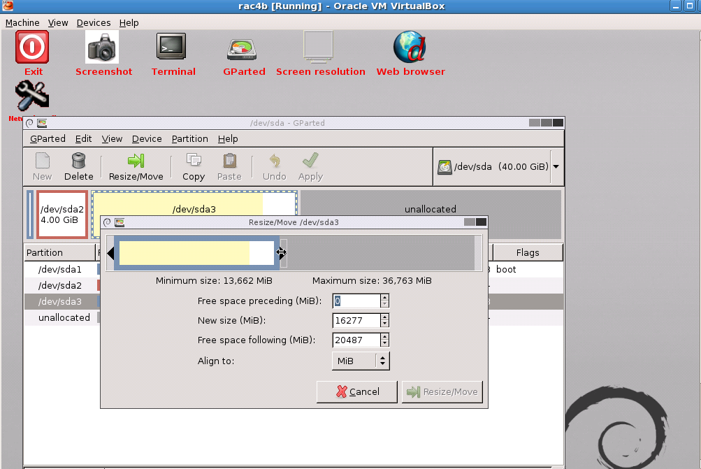 A! Help Resizing VirtualBox and Linux Partitions with GParted
